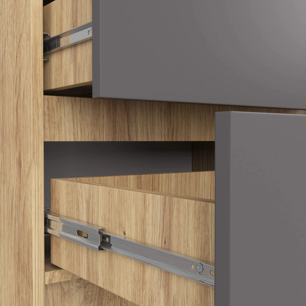 Cassettiera AKORD K60 Cassettiera Quercia Artisan 60 cm 5 cassetti inserto frontale Grigio Grafite 60x40x121 cm