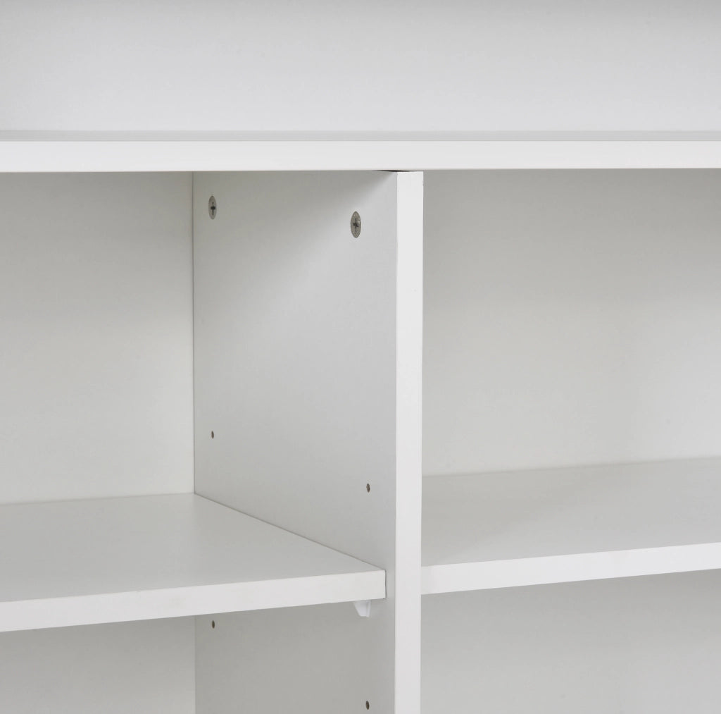 Credenza bianca con LED, 2 ante e vano aperto 108 x 40 x 92 cm