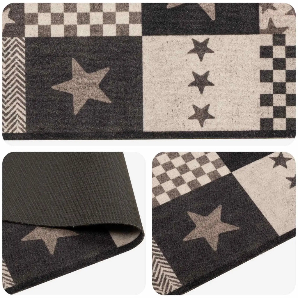 Tappeto da Cucina stelle grigie 180 x 60 cm 100% Poliammide 42045741
