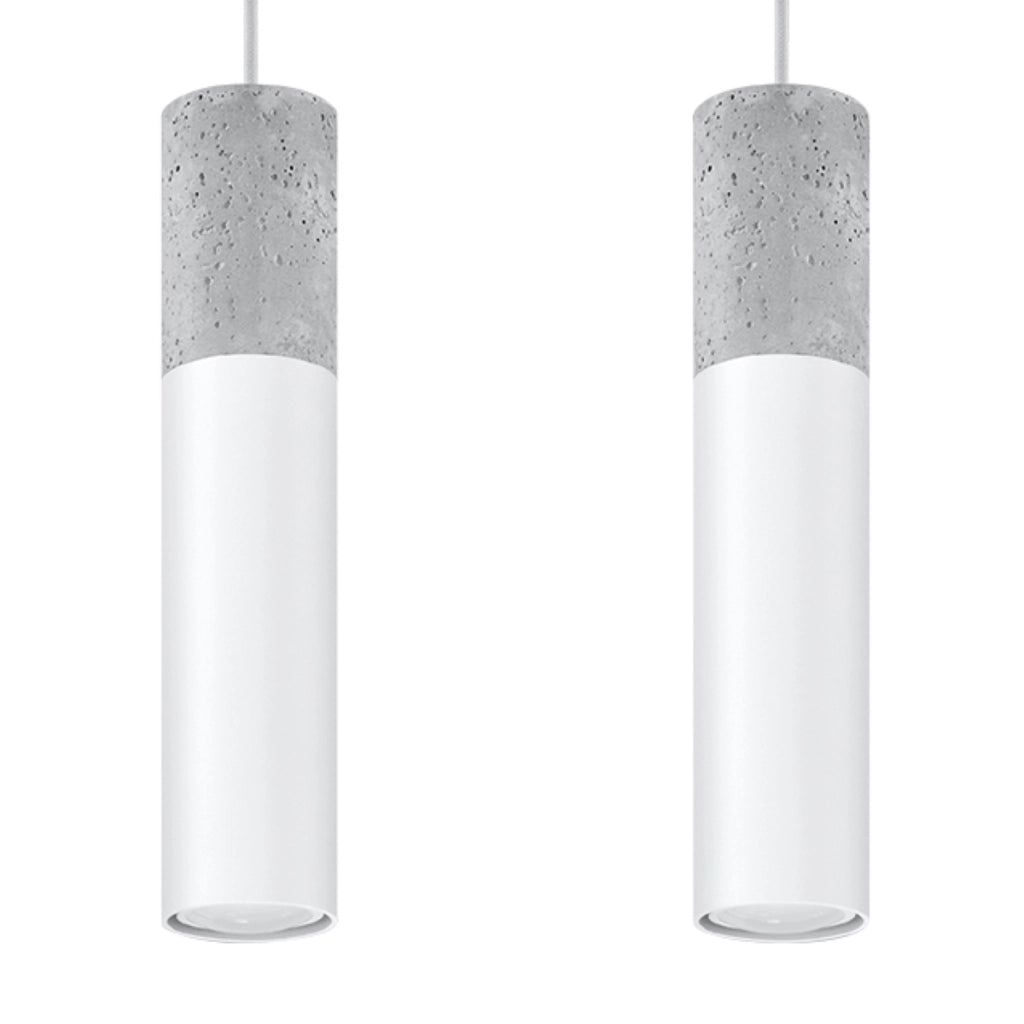 Persian Indigo Borigio Modern Concrete Steel Tube Pendant Light 2xGU10