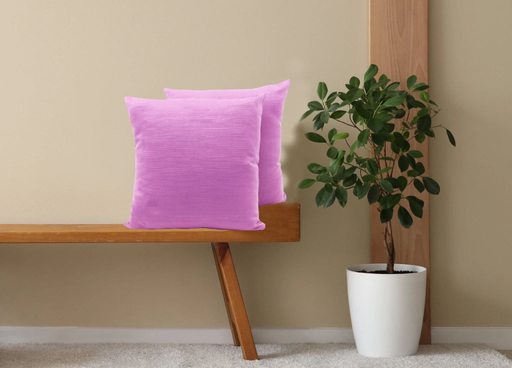 Coppia Cuscini Arredo Imbottiti Tessuto Ottoman In Tinta Unita Colore Glicine 42 - 60x60 - Glicine 42