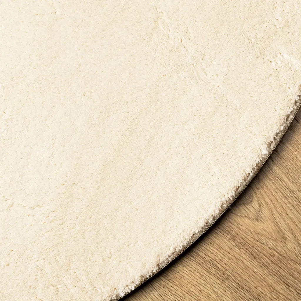 Tappeto a Pelo Corto HUARTE Morbido e Lavabile Crema Ø 80 cm 375046