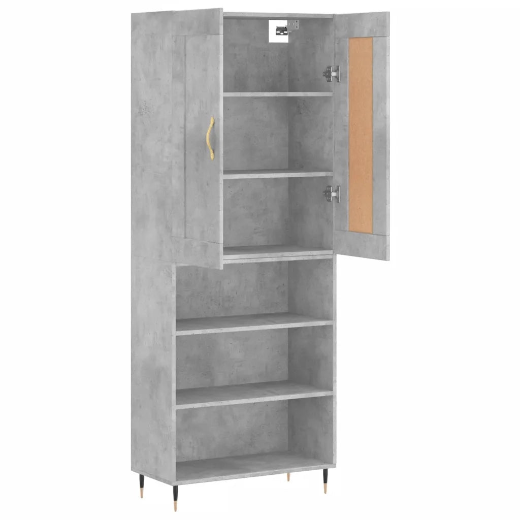 Credenza | Madia | Buffet da pranzo | Armadio da pranzo Grigio Cemento 69,5x34x180 cm in Legno Multistrato