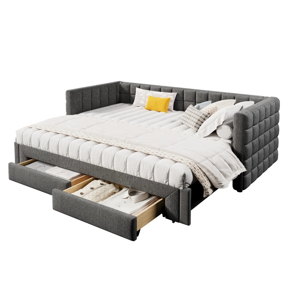 Letto Divano con Cassetti ¨C MINIMAL ¨C Grigio, 90x200 cm, Estraibile 180x200