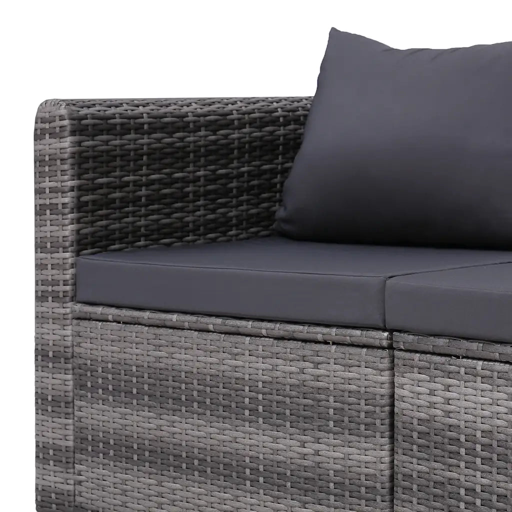 Set Divani da Giardino 4 pz con Cuscini Grigio in Polyrattan cod mxl 73947