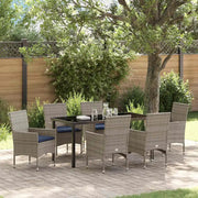 Set di tavolo e sedie con cuscino 7 pcs Grigio Rattan in PE 3379832