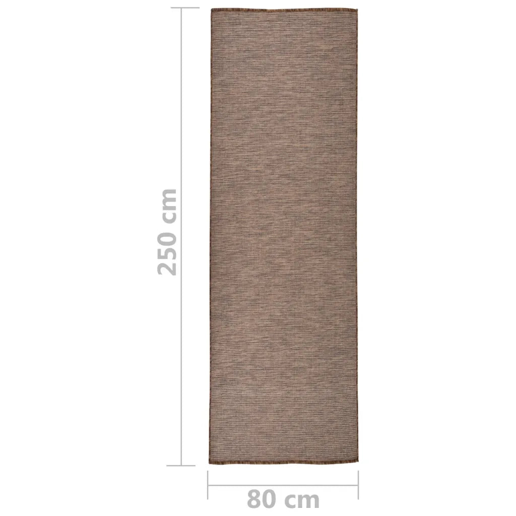 Tappeto da Esterni a Tessitura Piatta 80x250 cm Marrone 340786