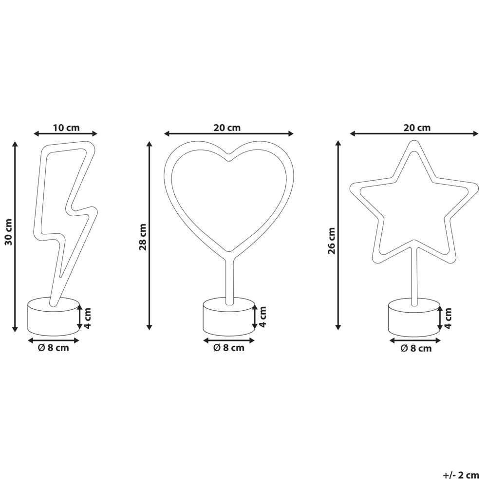 Set di 3 luci LED al neon a batterie multicolore soggiorno camera da letto cameretta