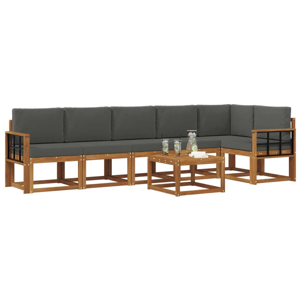 Set di divani da esterno con cuscino 7 pcs Naturale e Antracite
