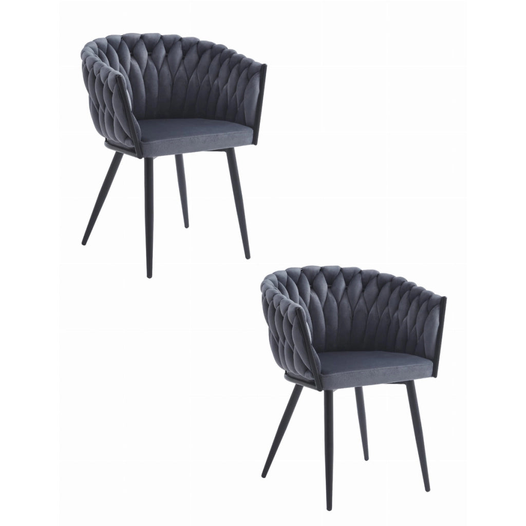 Set di 2 sedie poltroncina Orion in velluto grigio scuro