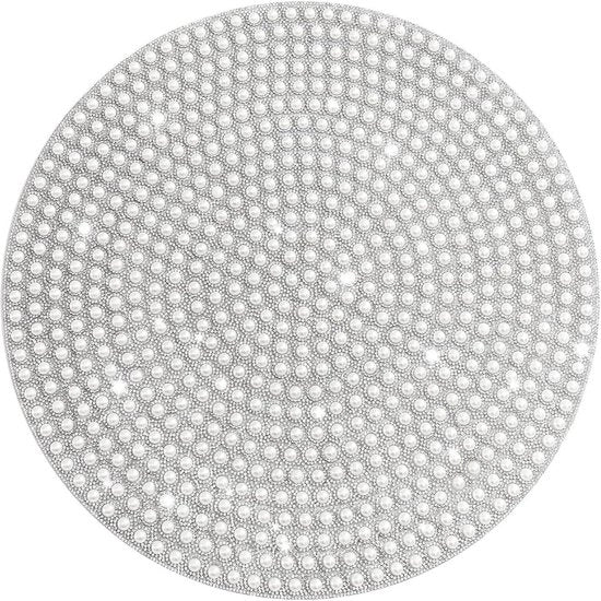 Piatto di protezione contro scivolare rotondo - resistente al calore, decorato elegantemente con materiale argentato.