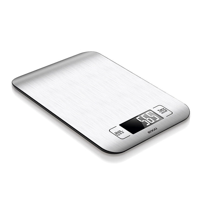 SOGO Bilancia da Cucina Elettronica Digitale 5Kg con Display LED e Funzione Tara – Acciaio Inox