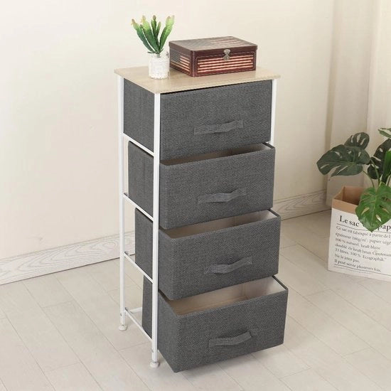 Cassettiera con 4 cassetti, arredo organizzativo, cassettiera per tessuti per camera da letto, soggiorno o - cassettiera compatta con beige, 45 x 30 x 94 cm, 45 x 30 x 94 cm