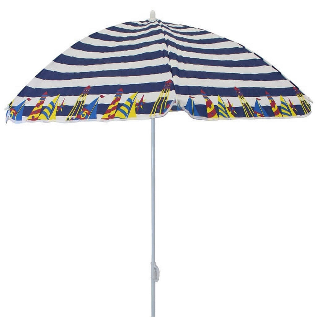 Ombrellino da spiaggia camping ø 1 5 con telo in TNT Rigato colori assortiti palo Bianco con custodia mod. Playa