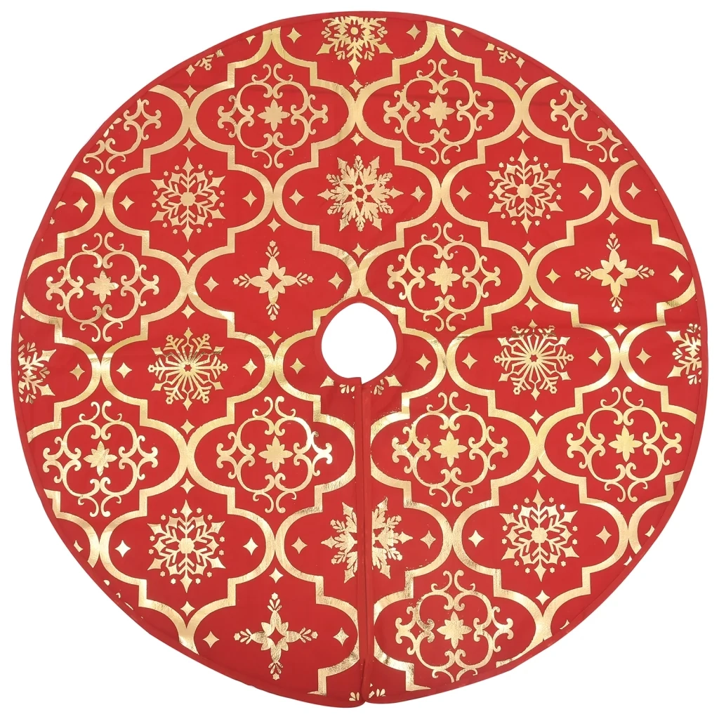 Gonna per albero di Natale di lusso con calza rossa 150 cm in tessuto CFW7391327