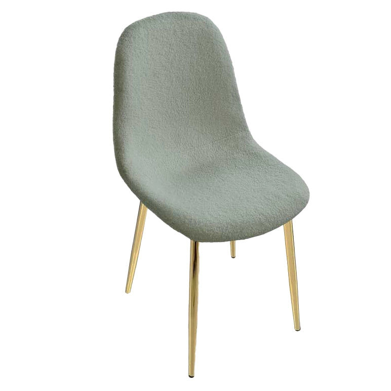 SEDIA IMBOTTITA TEDDY IN TESSUTO VERDE CHIARO CON GAMBE ORO 44X48X88 CM