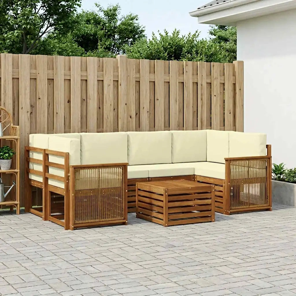 Set di divani da esterno con cuscino 7 pcs Naturale e Crema 3384086