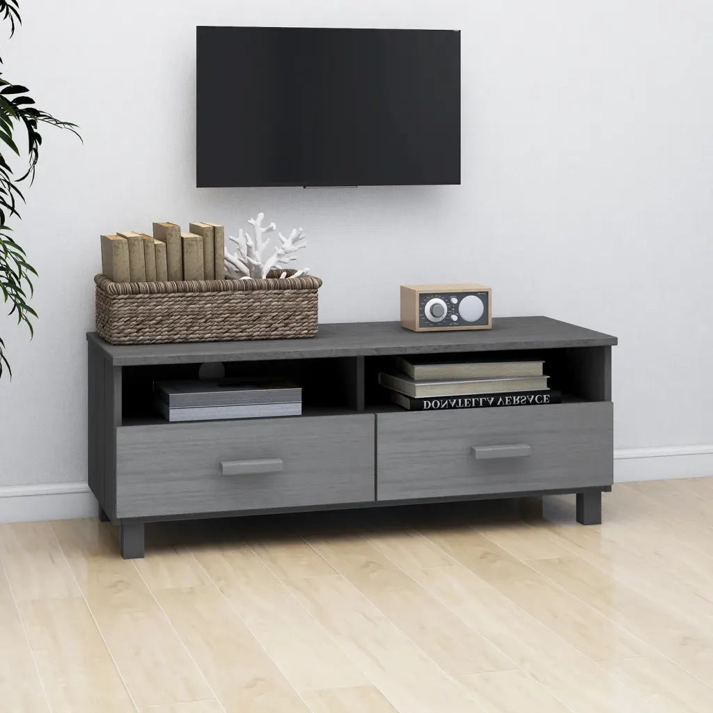 Mobile TV HAMAR Grigio Scuro 106x40x40 cm in Legno di Pino 340470