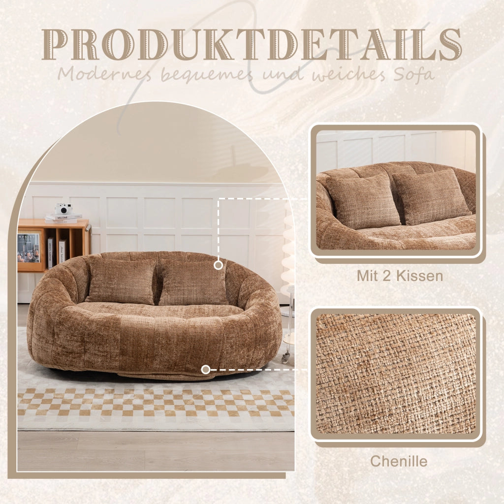 DIVANO Lazy 150x95x63 cm Chenille Caffè