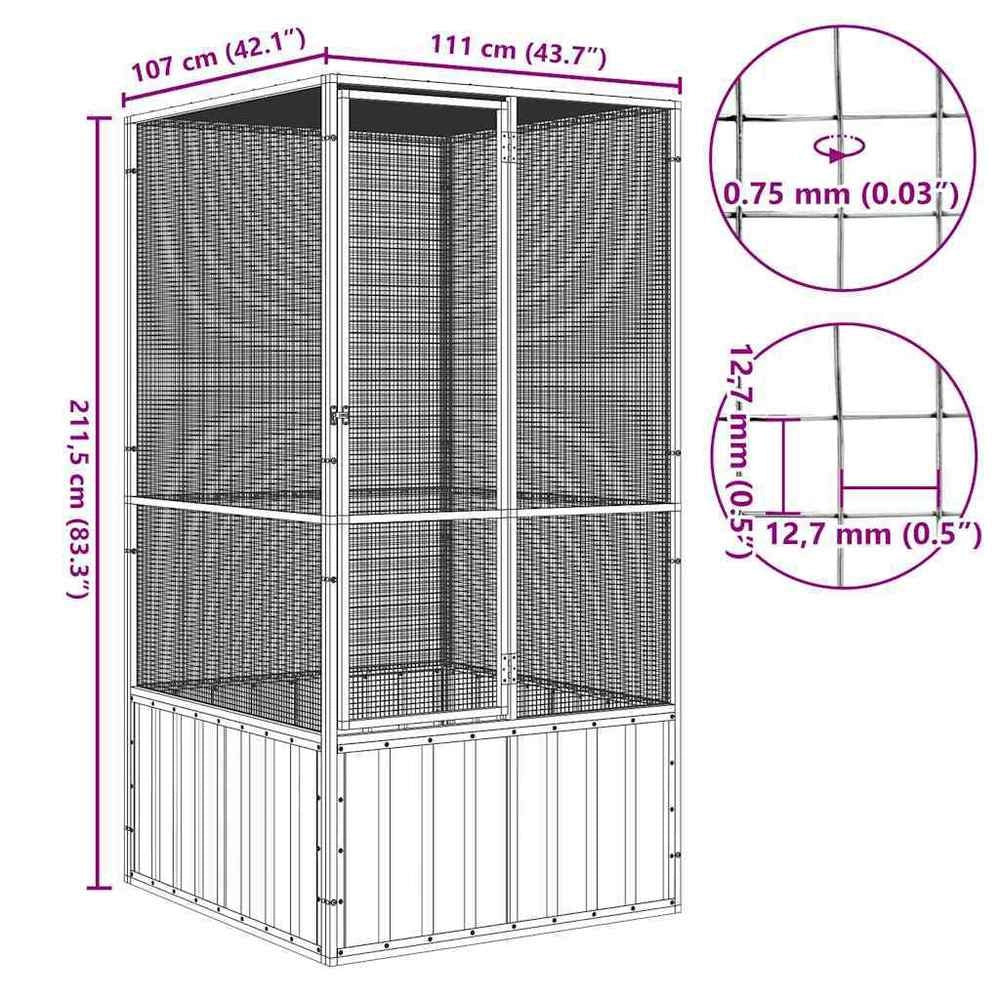 Birdcage Gray 111x107x211.5 Cm Galvanized Steel