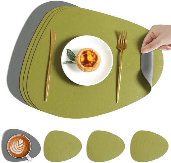 Set di assorbitori e sottopiani a 4 pezzi, termoresistente, antiscivolo e lavabile, adatto per tavoli da pranzo, tavoli salotto e cucine (verde + grigio scuro).
