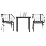 Set Mobili da Pranzo per Giardino 3 pz Nero Polyrattan Vetro 3334583