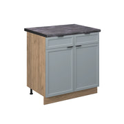 Mobiletto base per cucina Fame-Line Blu-grigio chiaro/Rovere dorato 80 cm, PL Antracite Vicco