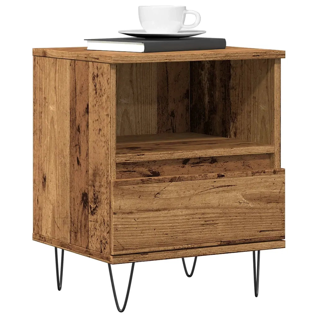 Comodino-Tavolino da notte Legno Antico 40x35x50 cm in Legno Multistrato 375701