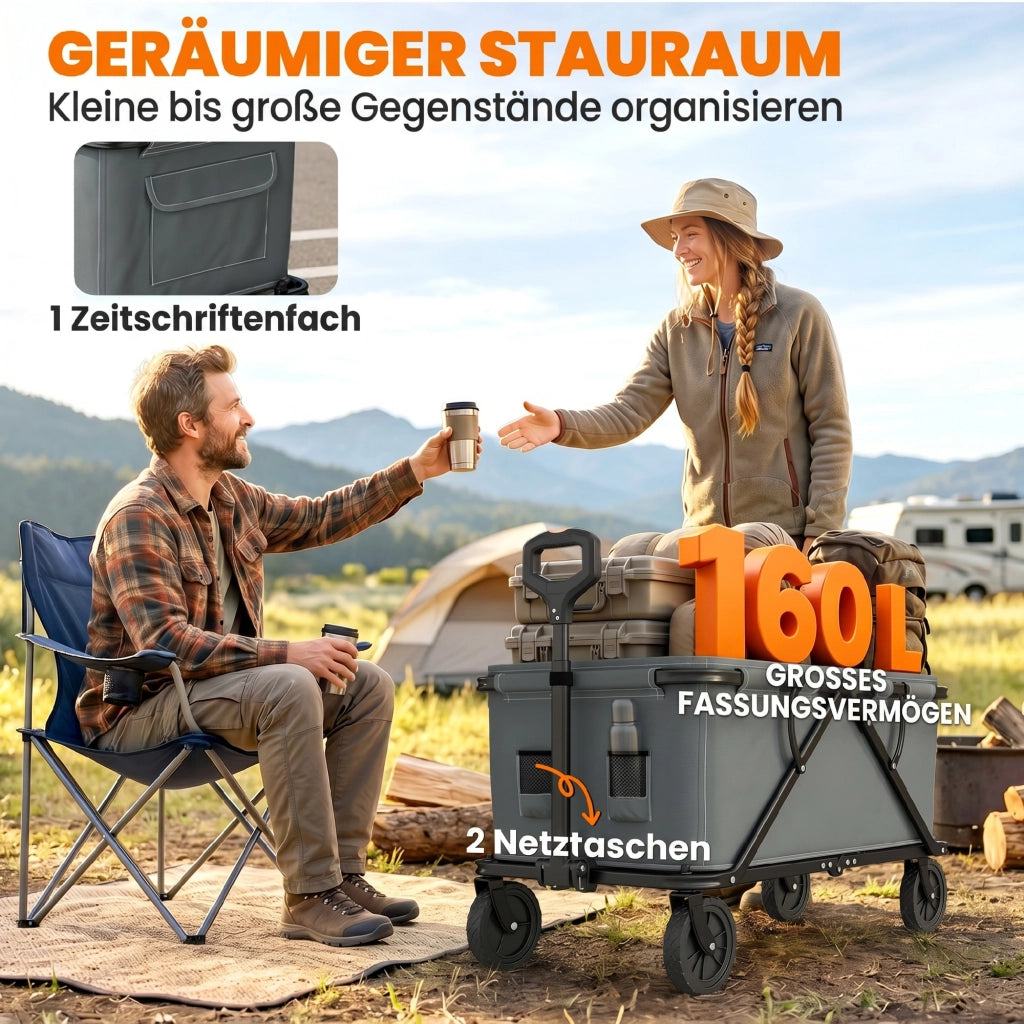 Carrello da Giardino Pieghevole con Telone ¨C Zephmum ¨C 120 kg 160 L Grigio Scuro