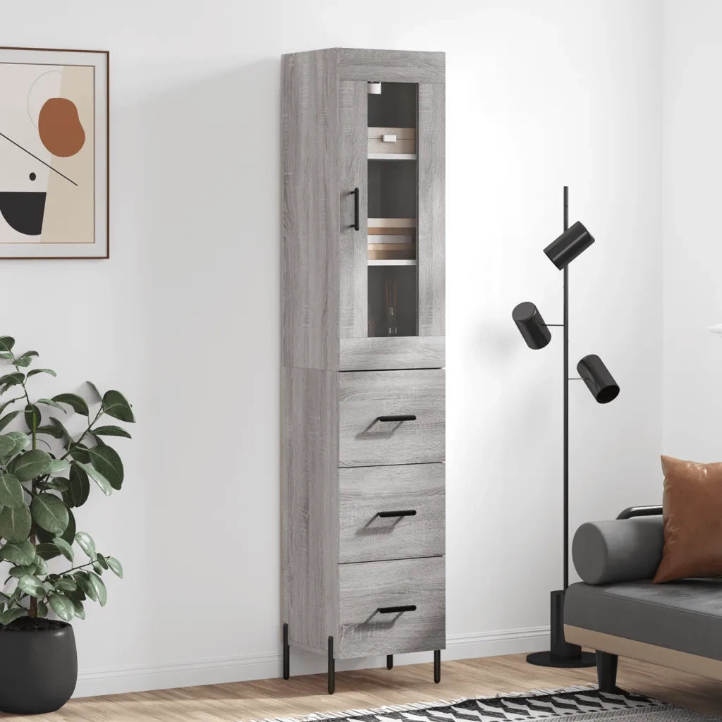 Credenza-Buffet-Armadio da cucina Grigio Sonoma 34,5x34x180 cm in Legno Multistrato 740282