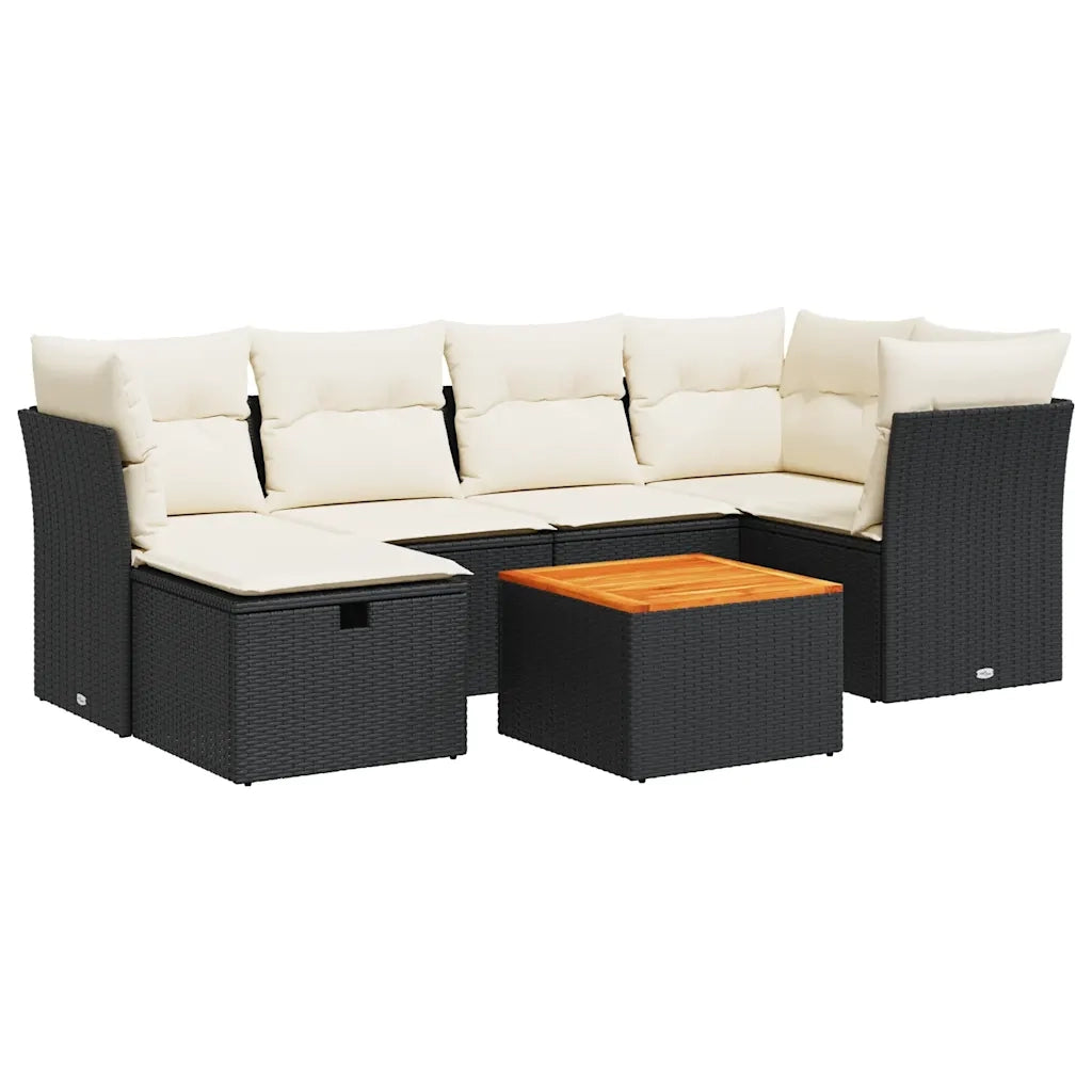Set Divani da Giardino con Cuscini 7pz Nero Polyrattan 3325759
