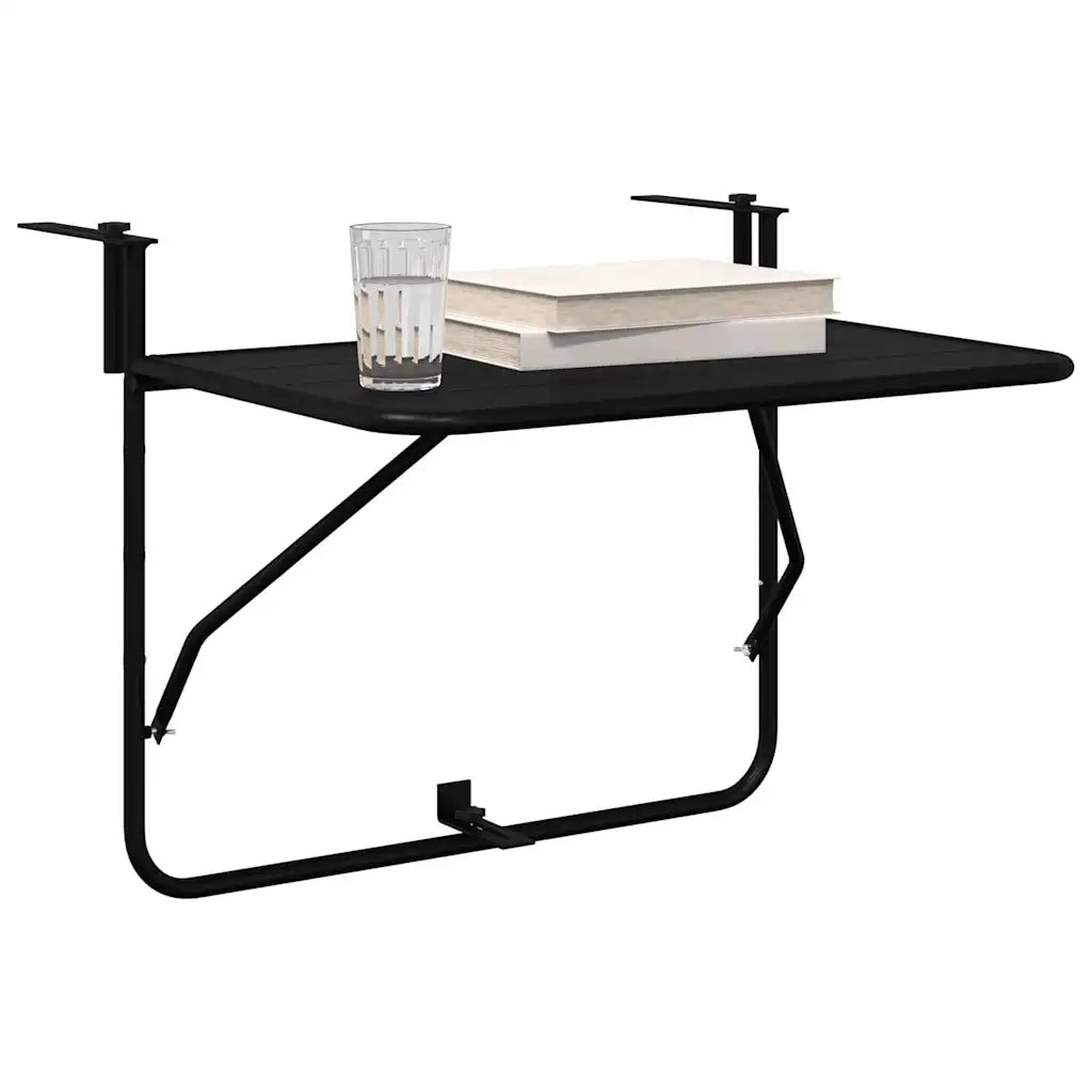 Tavolo Appeso da Balcone Nero 60 x 39 x 65 cm Acciaio 42008075
