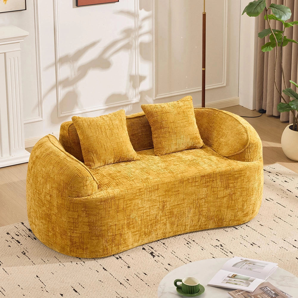 Canap¨¦ due posti curvato giallo - Xylo - Accoudoirs, compressibile, nessun montaggio