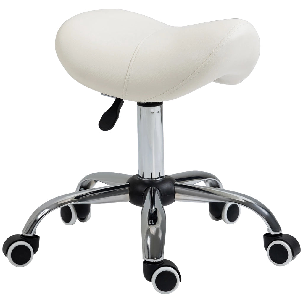 Sgabello da massaggio con rotelle e sedile ergonomico ¨C Minimal ¨C bianco, 49-61 cm