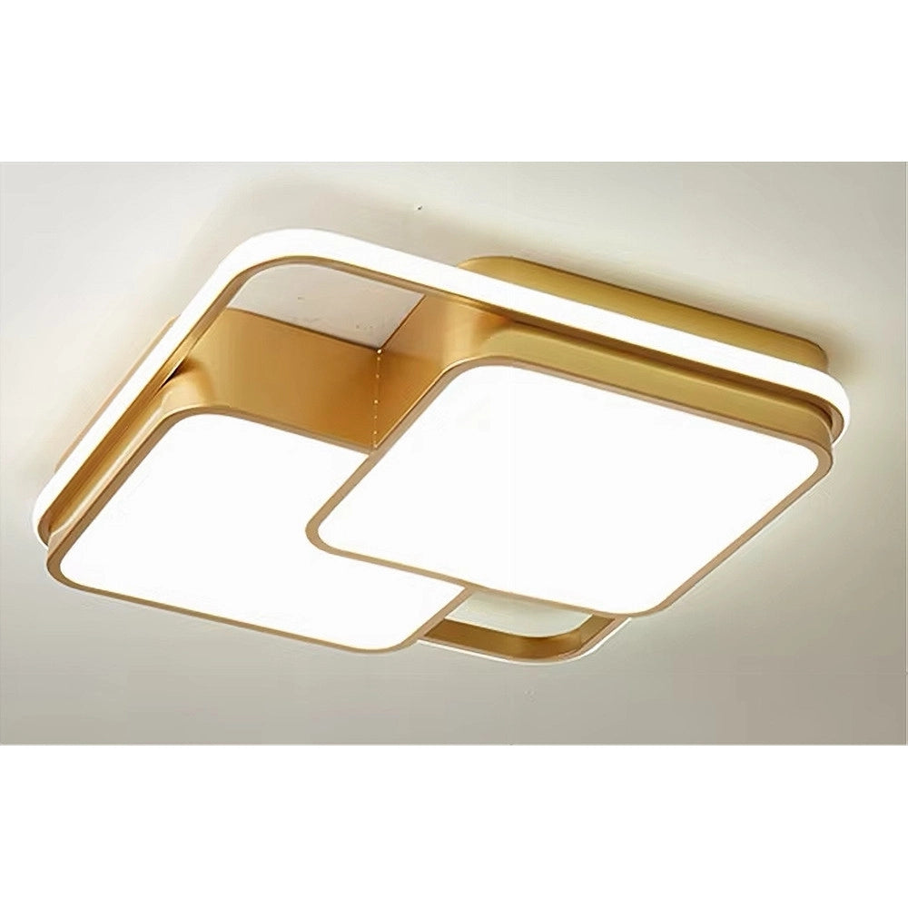Trade Shop - Plafoniera Led 48watt Quadrato Oro Moderno Lampadario Soffitto Luce Fredda 71462 -
