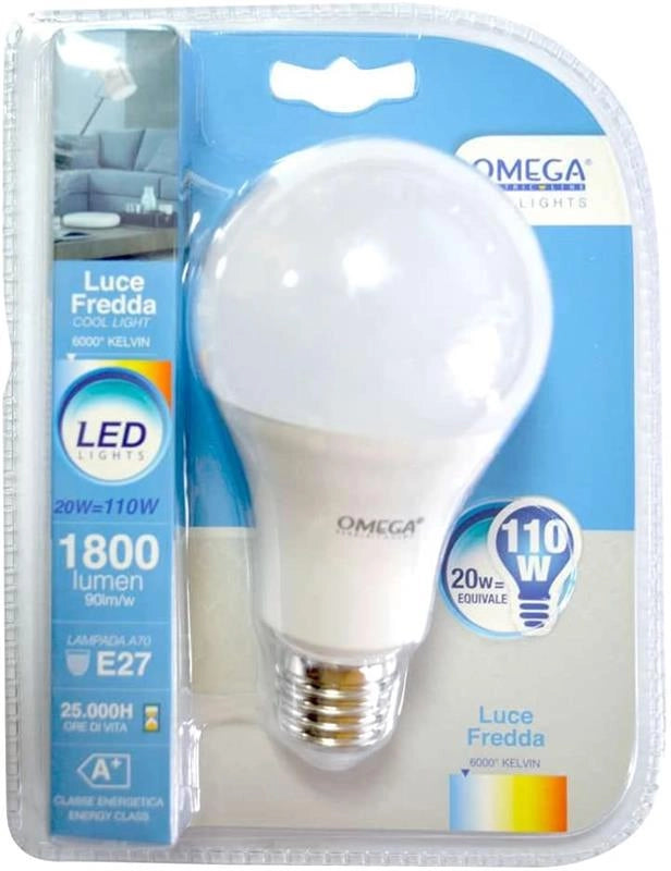 KIT SET 2 PZ MAURY'S LAMPADINA GOCCIA A LED A70 20W 6000K A+ LUCE FREDDA