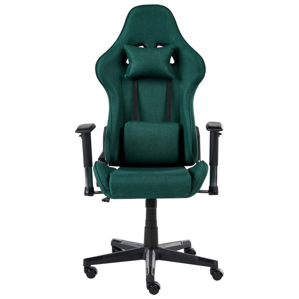 Sedia da ufficio ergonomica in tessuto con braccioli regolabili di colore verde poltrona gaming stile moderno