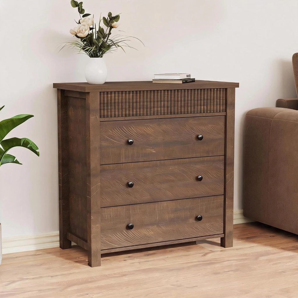 Cassettiera 3 Cassetti in Legno Comodino e Com�� per Camera da Letto e Salotto 80x40x81cm Marrone