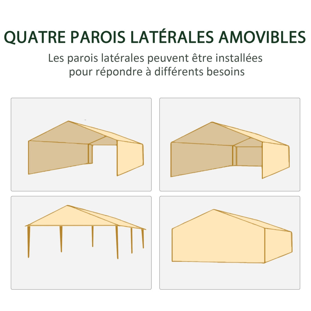 Tenda da giardino 6 pareti amovibili ¨C zephmum ¨C 6x3 m bianco