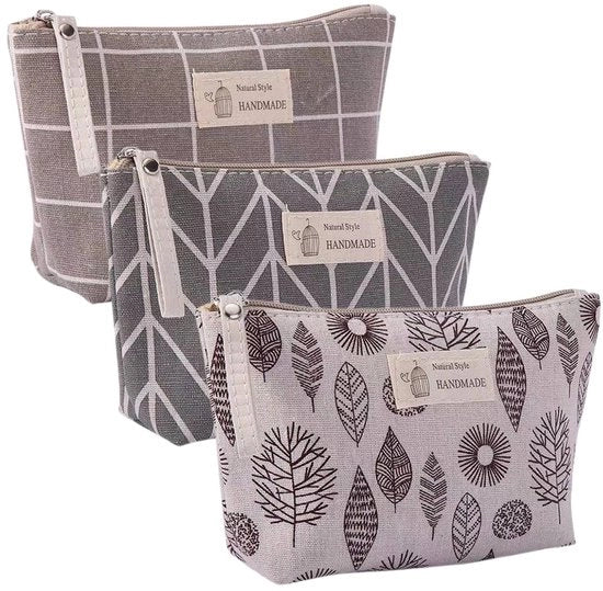 Set di 3 Tasche in tela per donne, con contenitore per bagno e sacchetto per la spazzatura