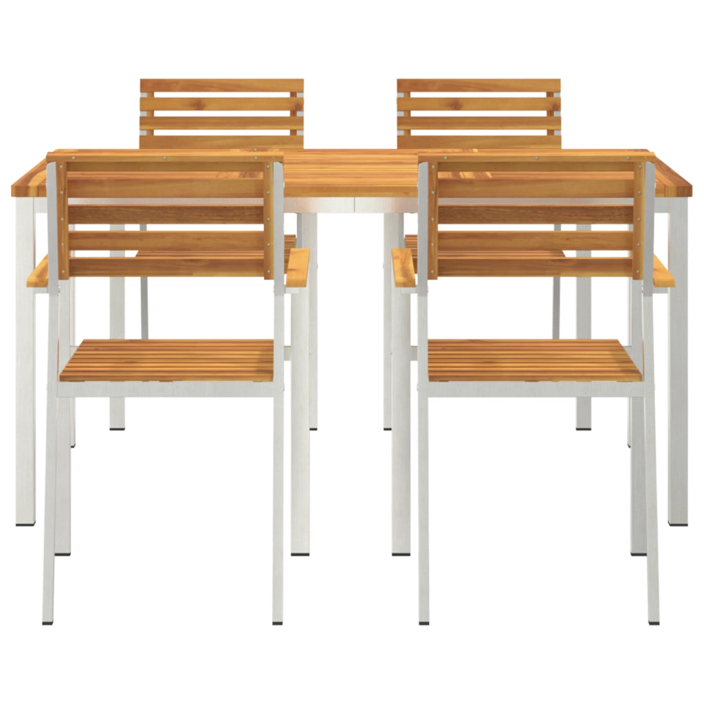 Set da Pranzo da Giardino 5 Pezzi in Legno Massello di Acacia