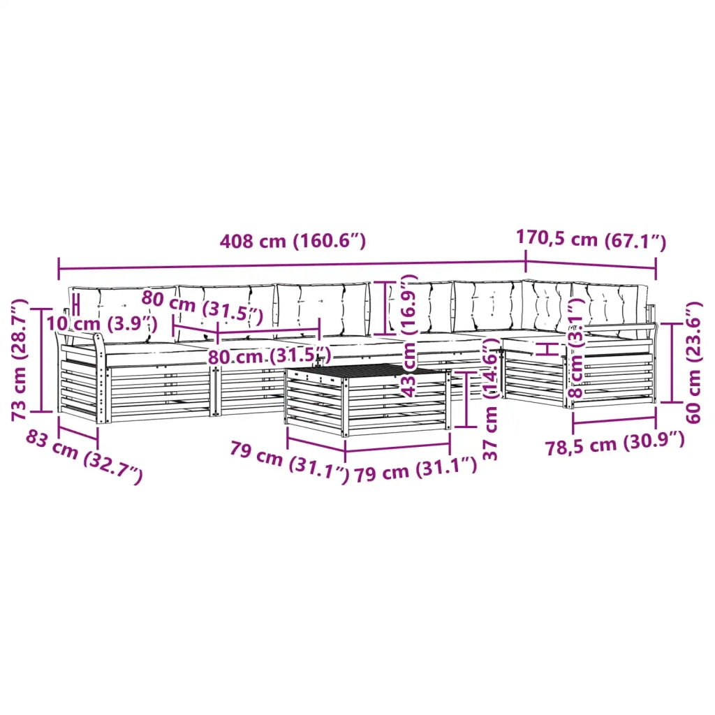 Set di divani da esterno con cuscino 7 pcs Naturale e Beige 3373583