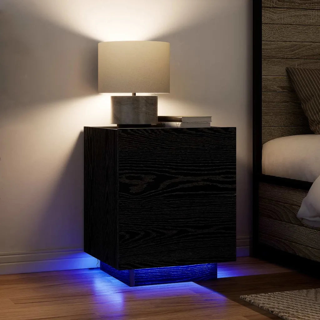 Comodino | Armadio da Notte | Mobiletto da notte Rovere Nero 45 x 40 x 55 cm Legno multistrato