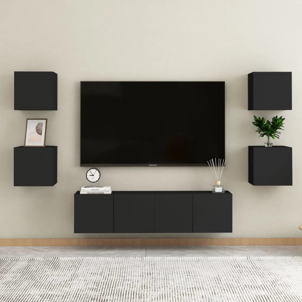 Set di 2 Comodini | Armadio da Notte | Mobiletto da notte Neri 30,5x30x30 cm in Truciolato