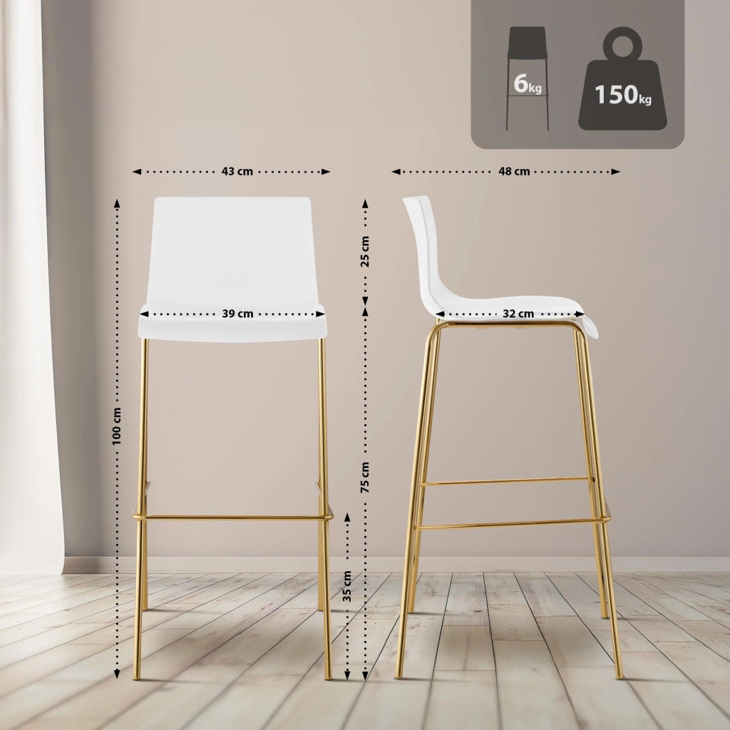 Sgabello da bar Hoover in plastica 4 piedi oro 1