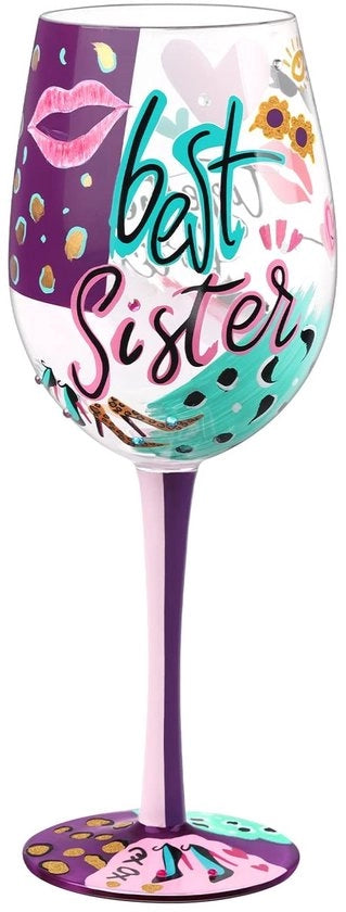 Vas da Vino a Mano con Disegno Unico - Regalo di Compleanno Unico - Cristallo - Disegno di Rosa - 15oz - Inclusa Scatola Regalo - Bicchiere da Vino