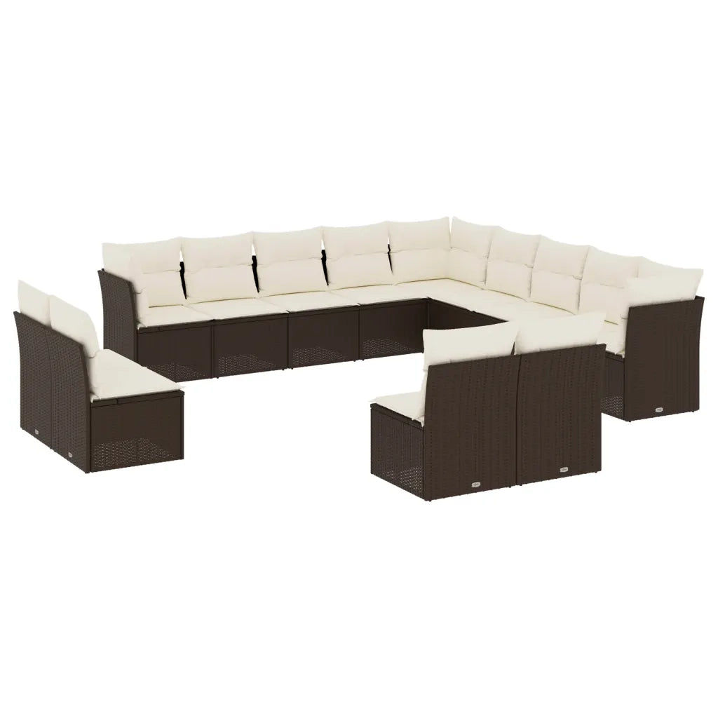 Set Divani da Giardino 13 pz con Cuscini Marrone in Polyrattan 3250332