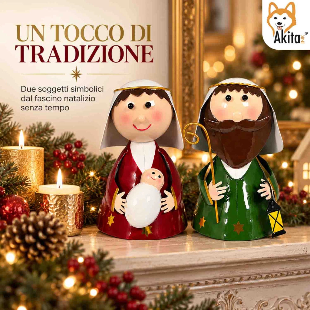 Akitaink Nativita' Maria e San Giuseppe in Latta 17 cm