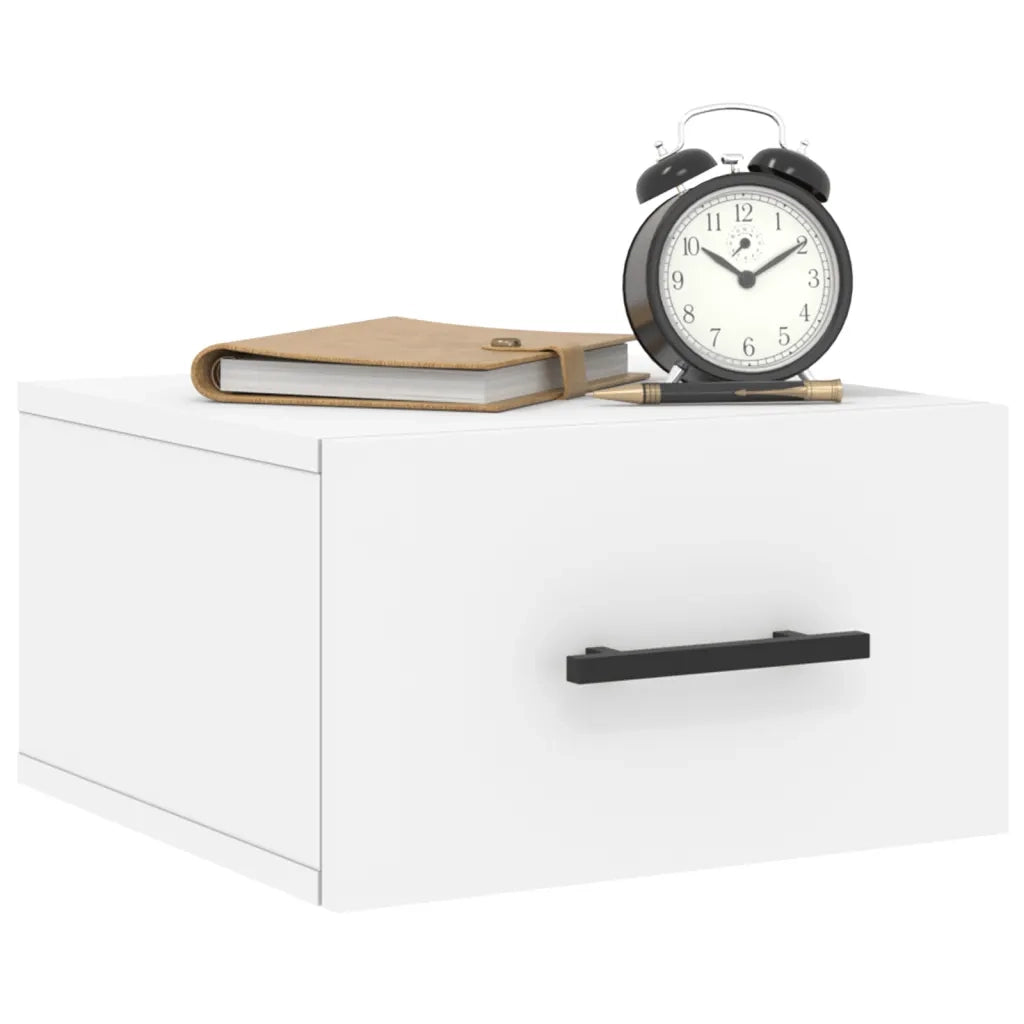 Set di 2 Comodini | Armadio da Notte | Mobiletto da notte a Muro Bianchi 35x35x20 cm