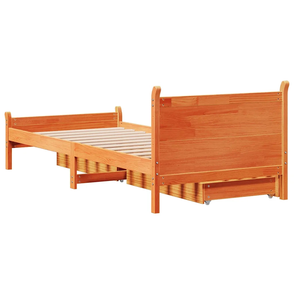 Letto senza Materasso Marrone Cera 75x190 cm in Legno di Pino 3309796